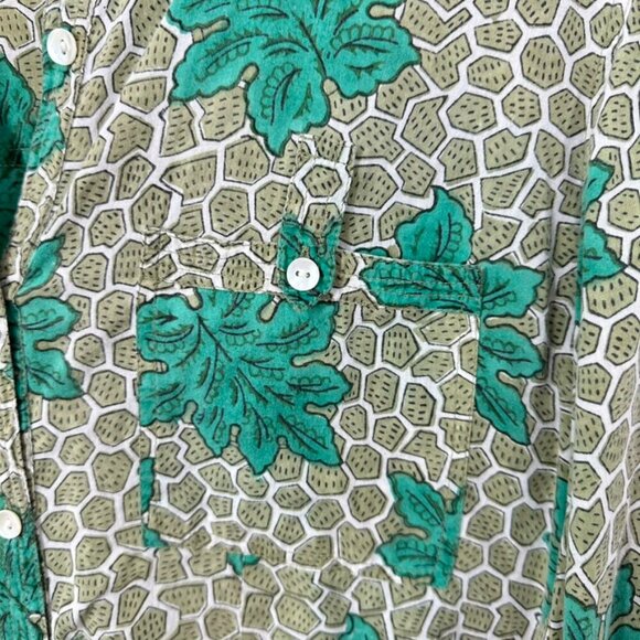 Roberta Roller Rabbit Green‎ Mini Shirt Dress Palm Leaf Cotton Classic Preppy - Picture 5 of 8